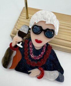 Iris Apfel acrylic broche