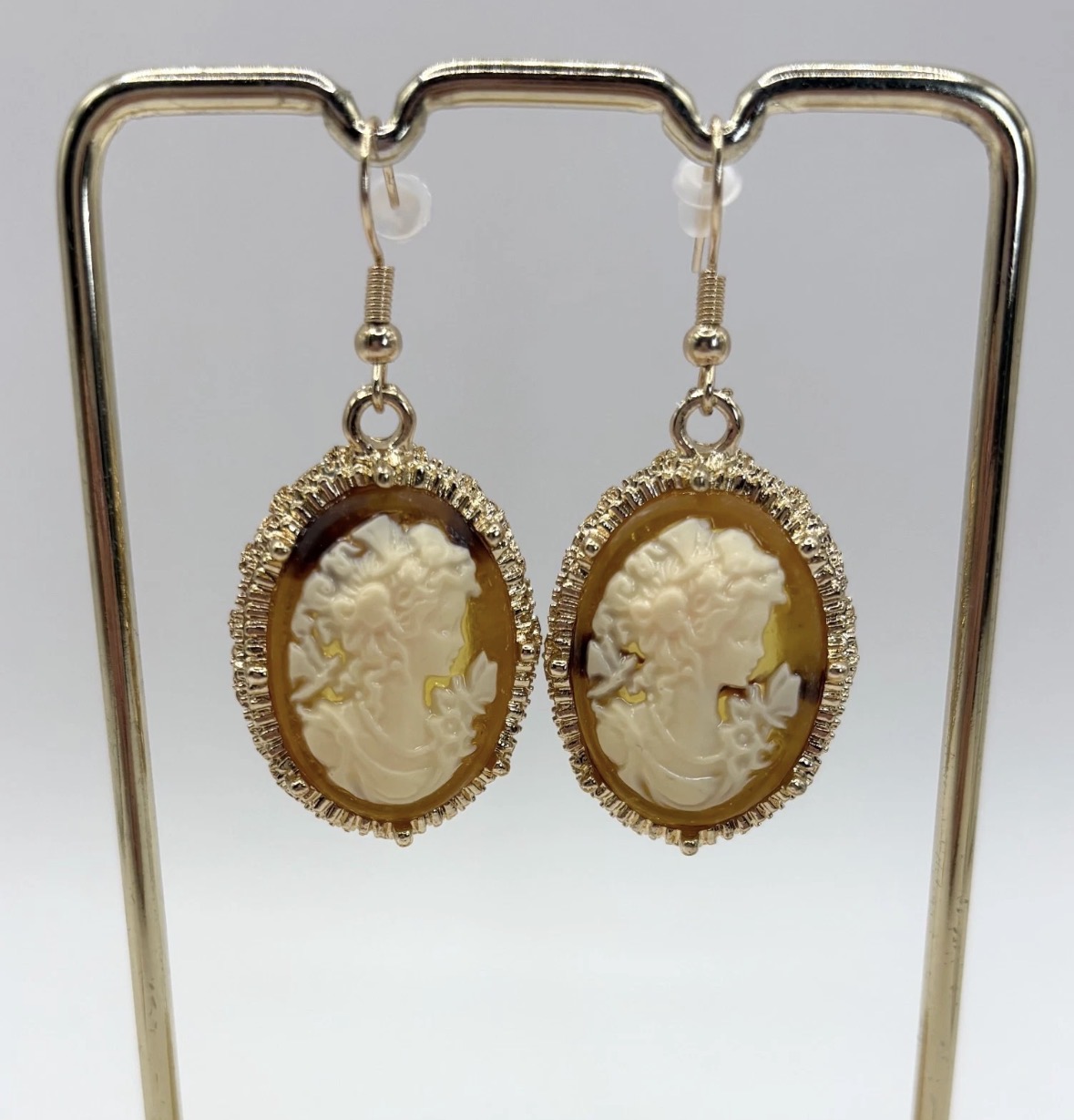 Amber Cameo Earring
