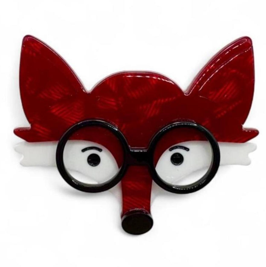 Fox Brooch with Glasses