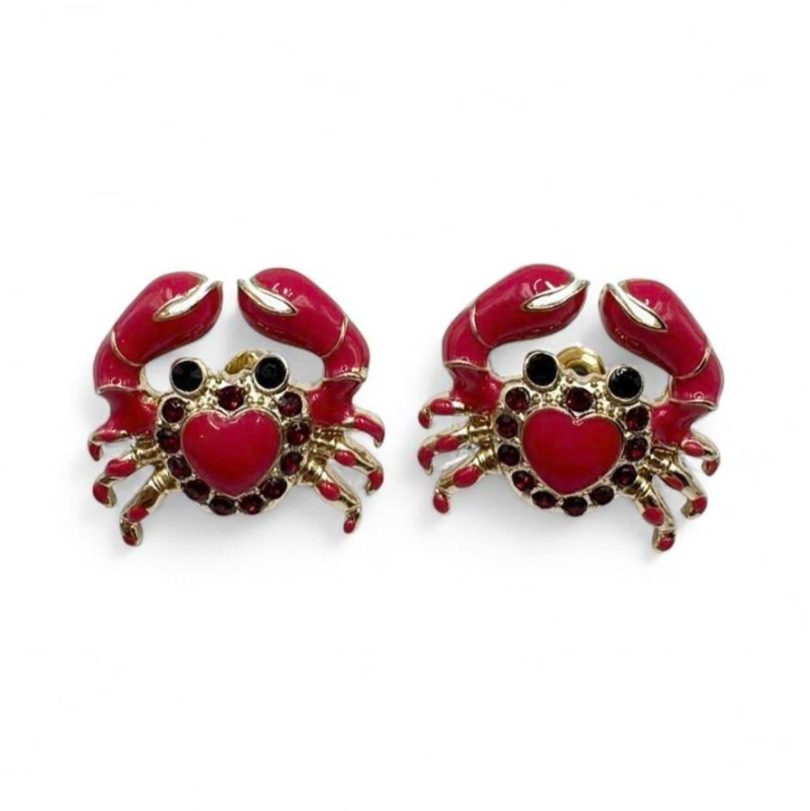 Mini Red Crab Earrings