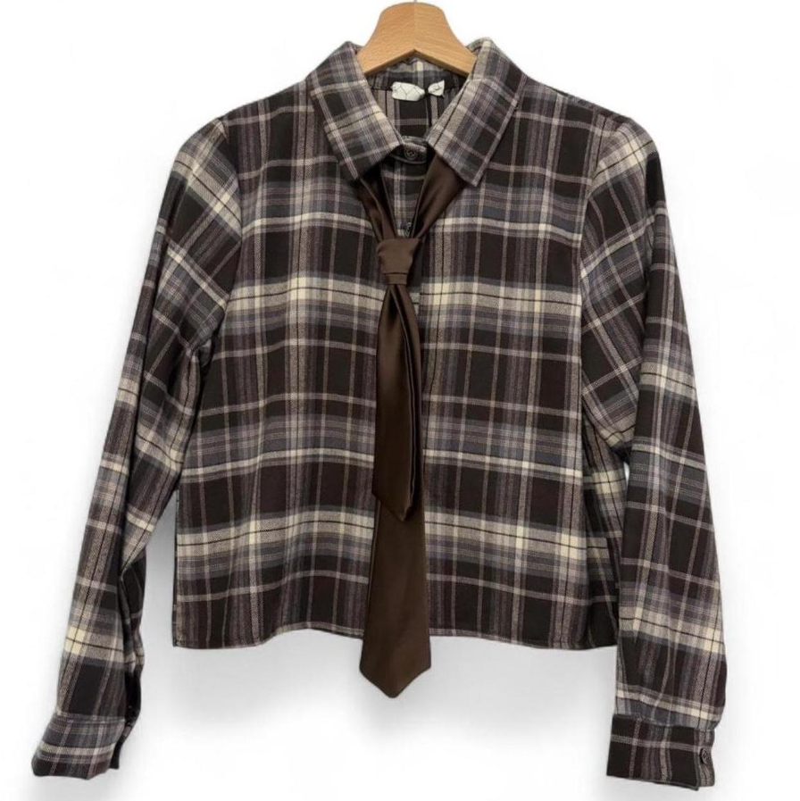 Tartan Shirt with Brown Tie
